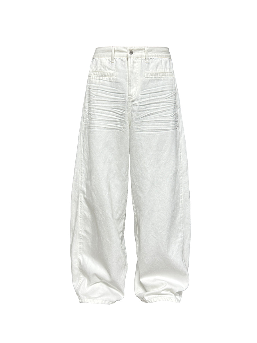 パンツ JCAESAR White Wide Denim Pants JCAESAR White pleated wide-leg jeans – jcaesarclo