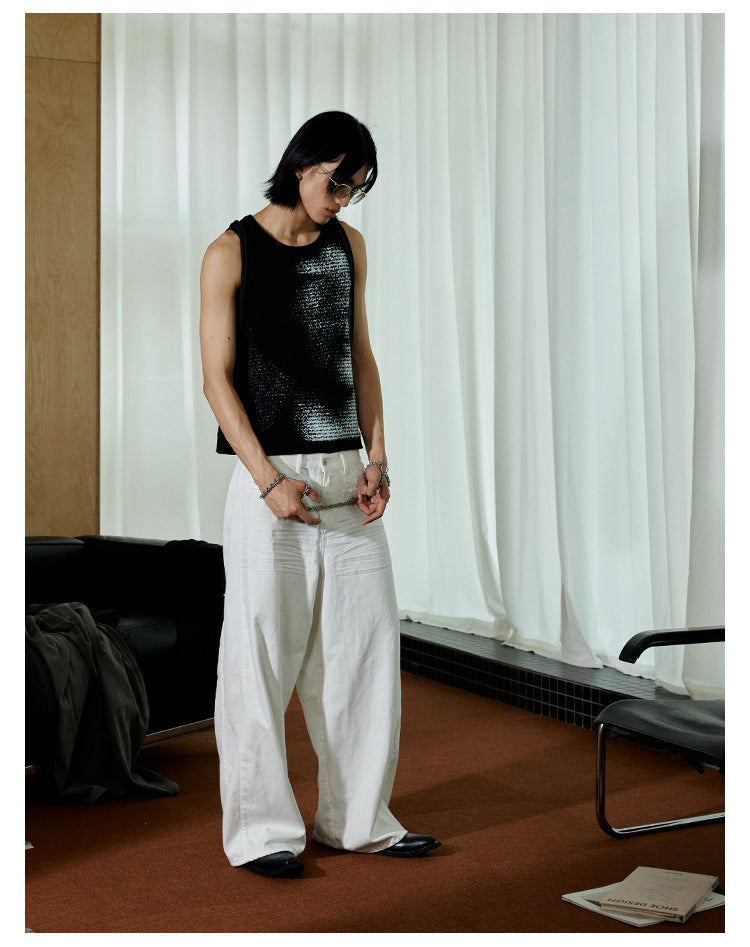 JCAESAR White pleated wide-leg jeans - jcaesarclo