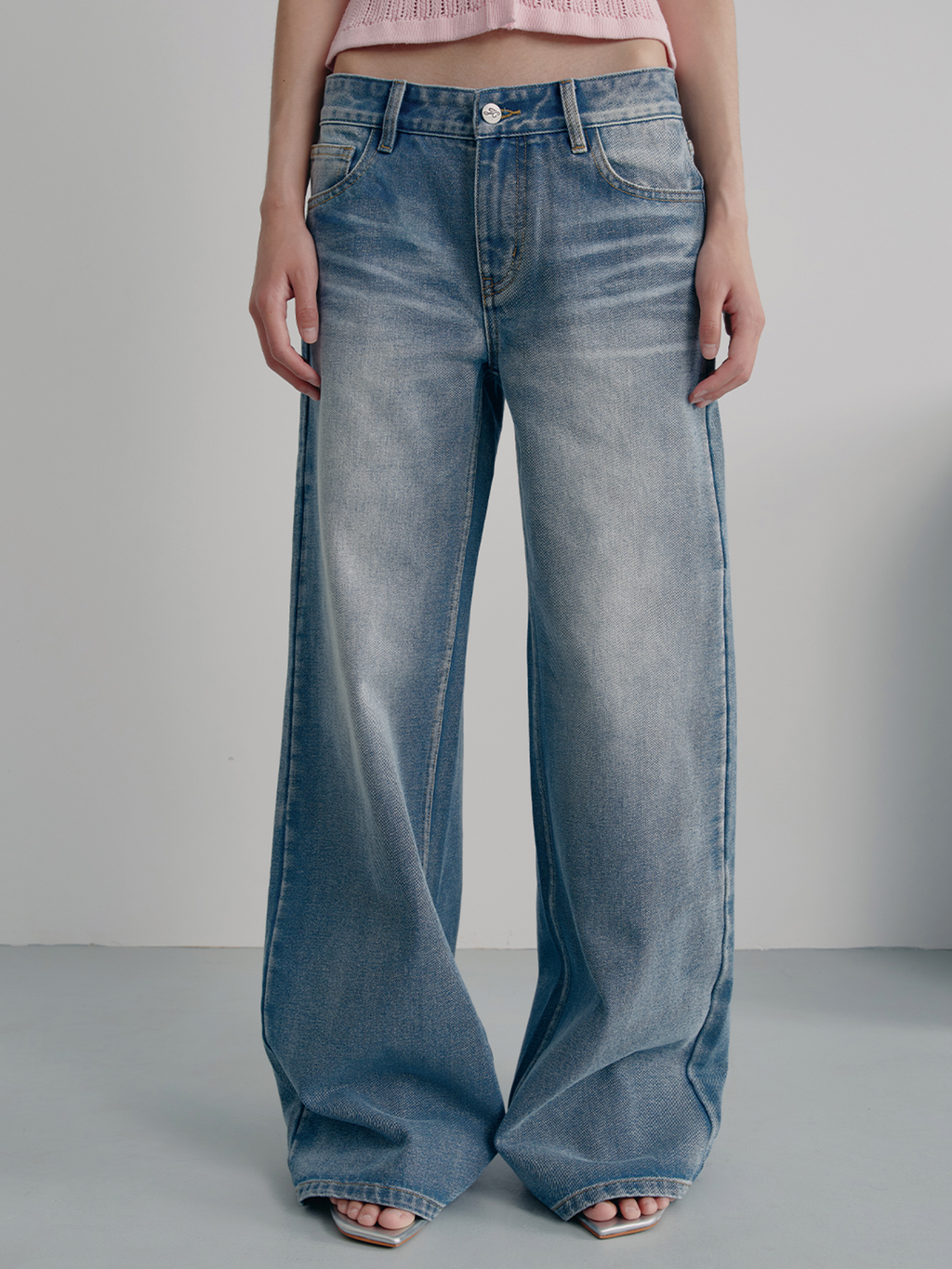 JCAESAR WOMEN Light Wash Denim Wide Leg Jeans
