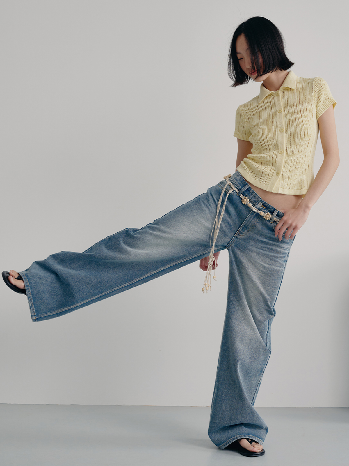 JCAESAR WOMEN Light Wash Denim Wide Leg Jeans