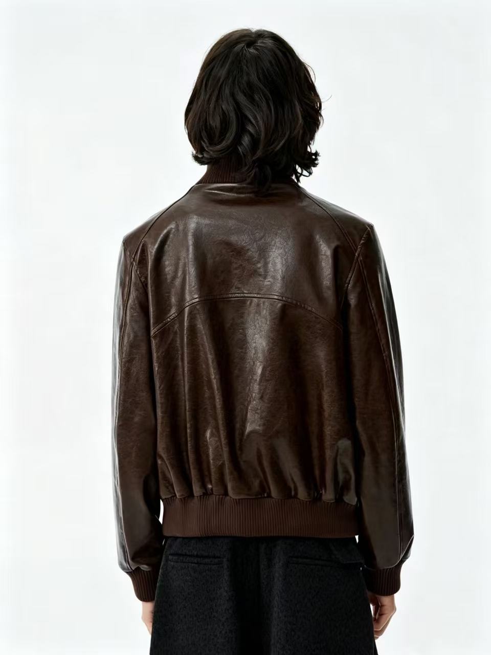 JCAESAR Pleated Short Leather Jacket – jcaesarclo