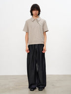 JCAESAR Diagonal Zipper Waffle-Knit Short-Sleeve Top - jcaesarclo