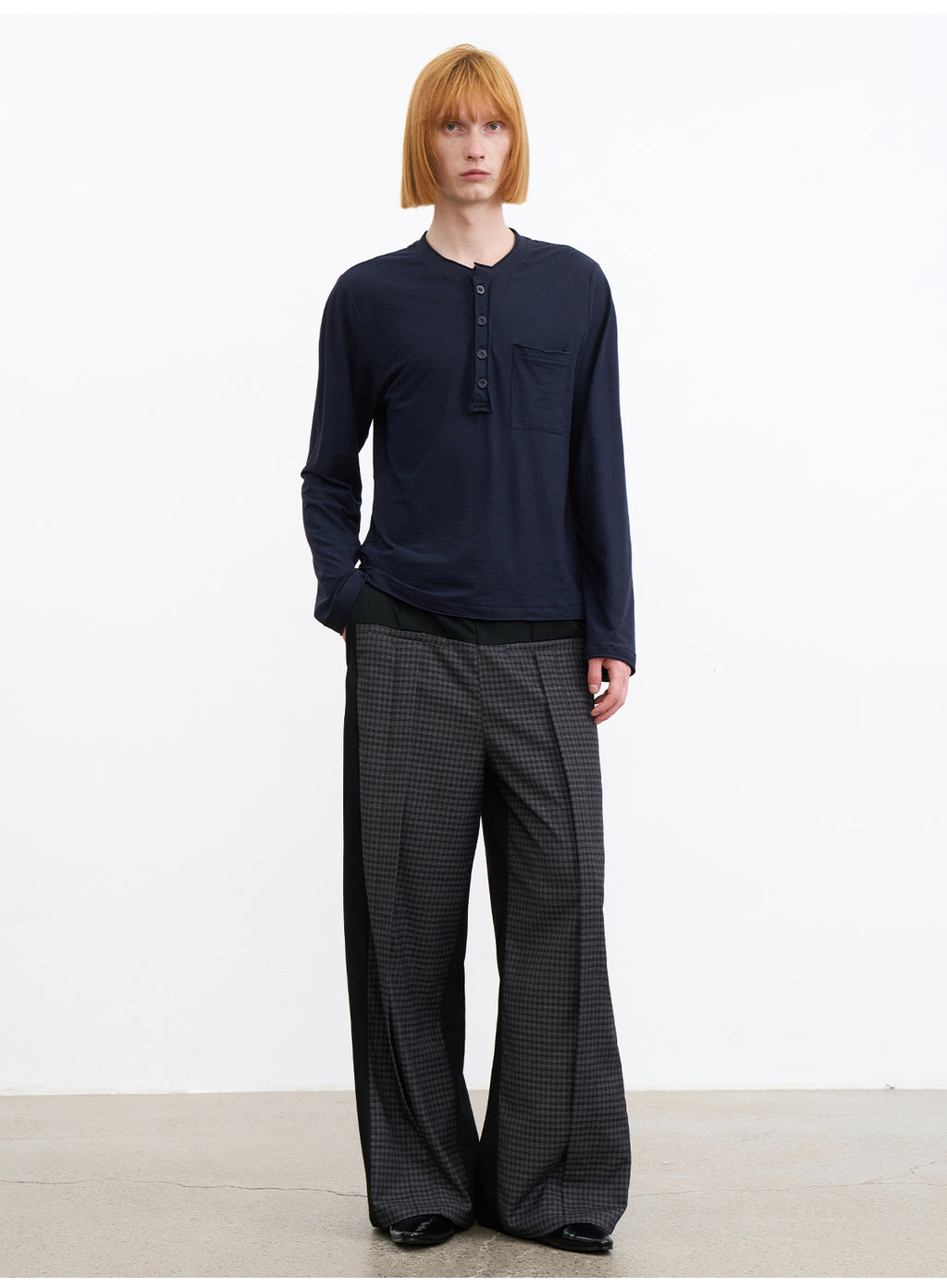 JCAESAR Plaid Matrix Color-Block Straight-Leg Pants