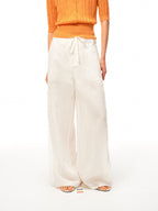 JCAESAR WOMEN Linen trousers with lace panels and pleats