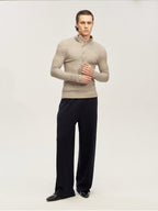 JCAESAR Slim-Fit Ribbed Turtleneck Base Layer with Buttons