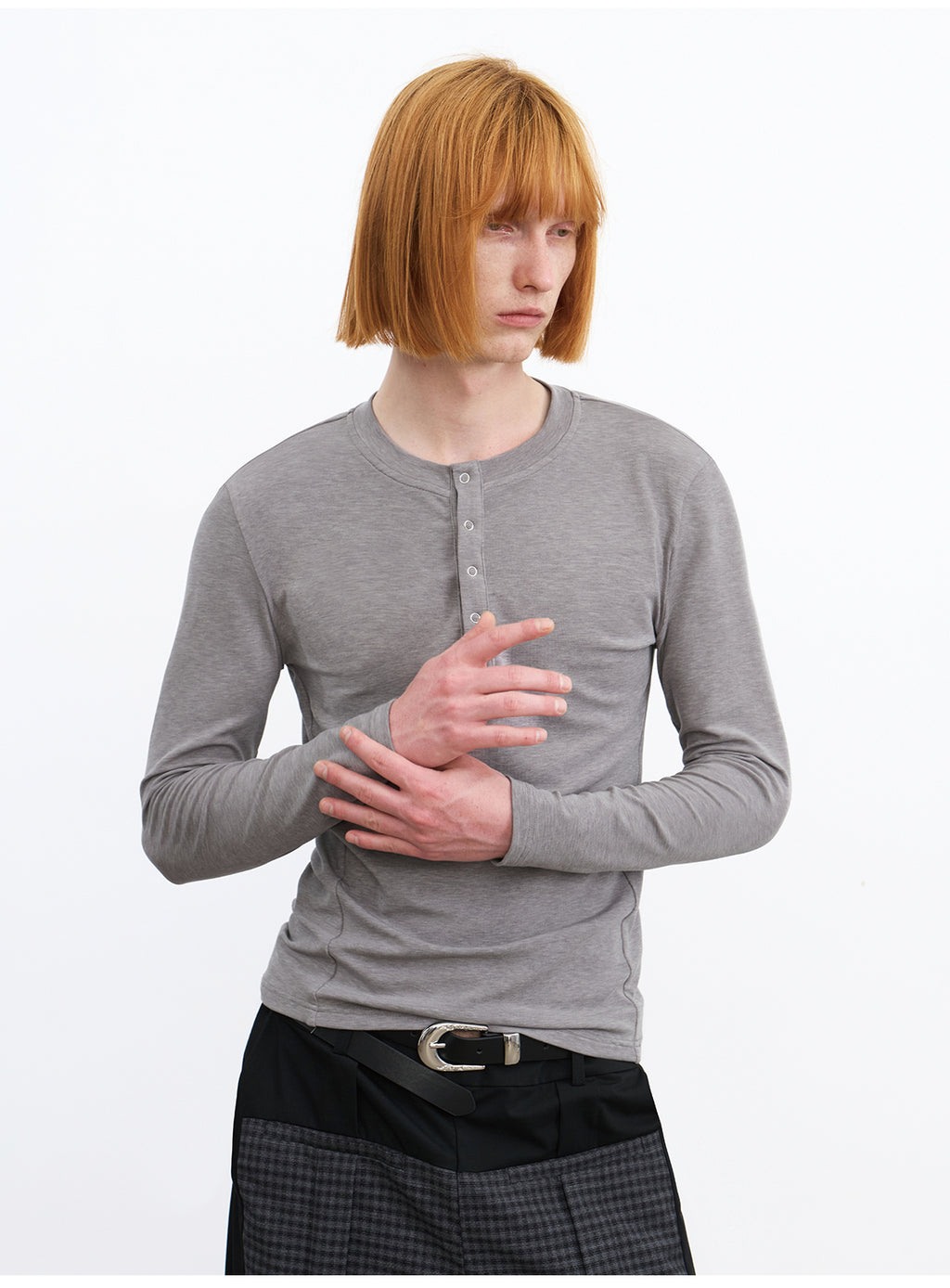 JCAESAR  Five-Snap Henley Long Sleeve