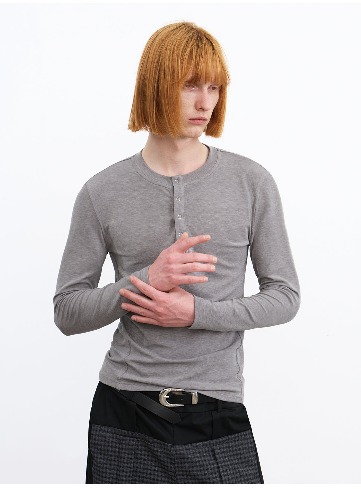 JCAESAR  Five-Snap Henley Long Sleeve