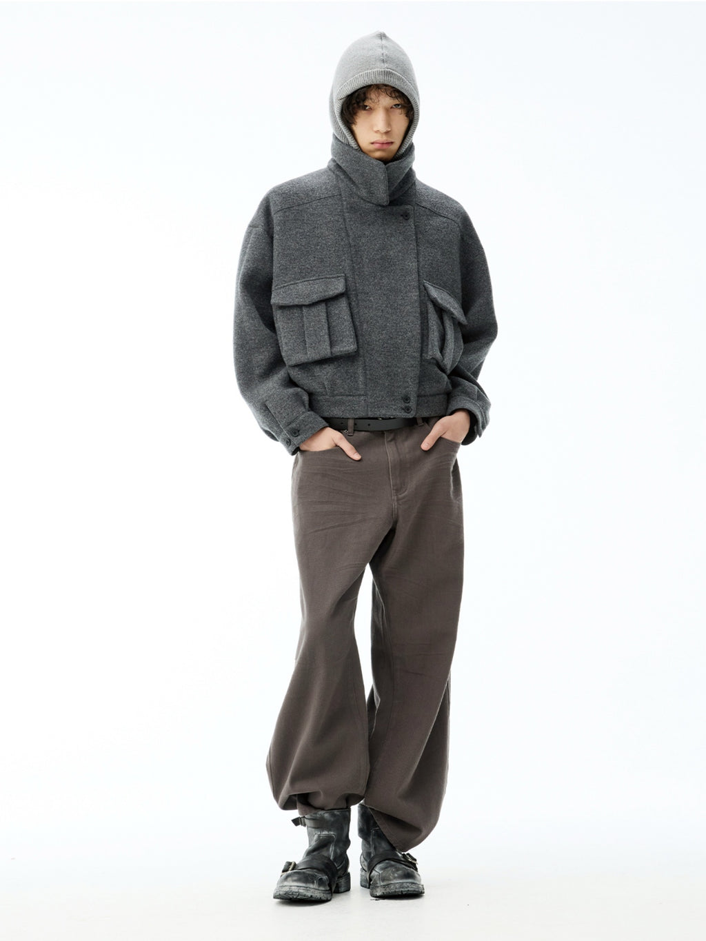 JCAESAR Woolen Double Pocket Flight Jacket