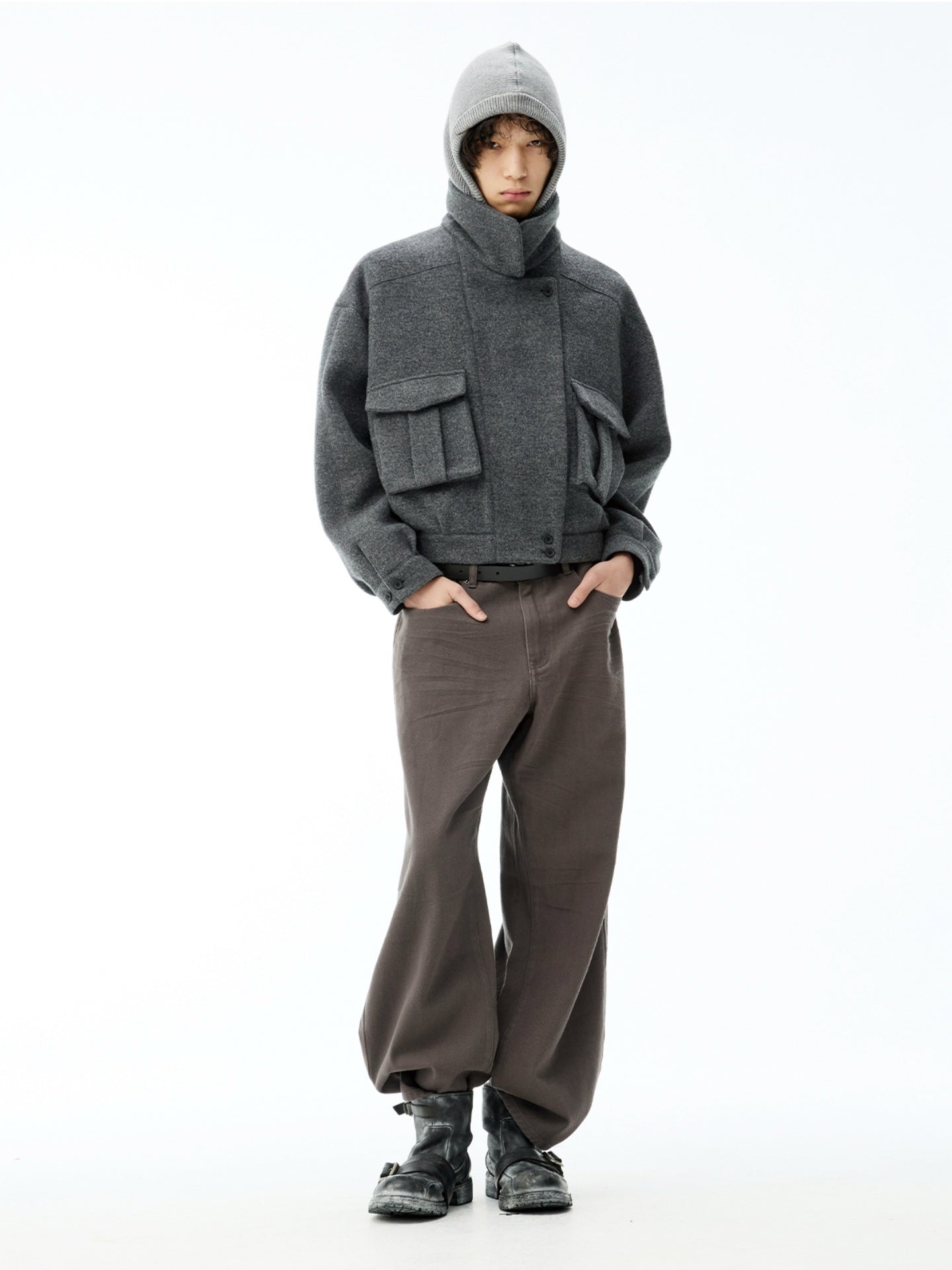 JCAESAR Woolen Double Pocket Flight Jacket
