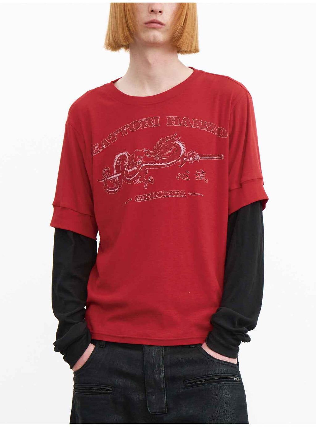JCAESAR Flow Faux Two-Piece Graphic Long Sleeve