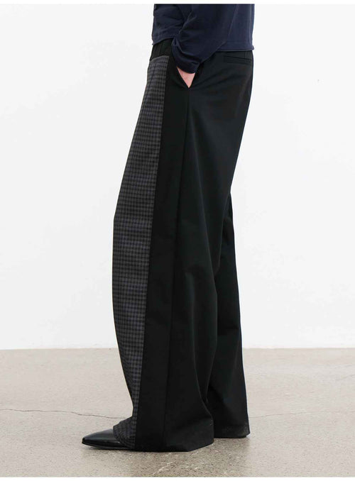 JCAESAR Plaid Matrix Color-Block Straight-Leg Pants