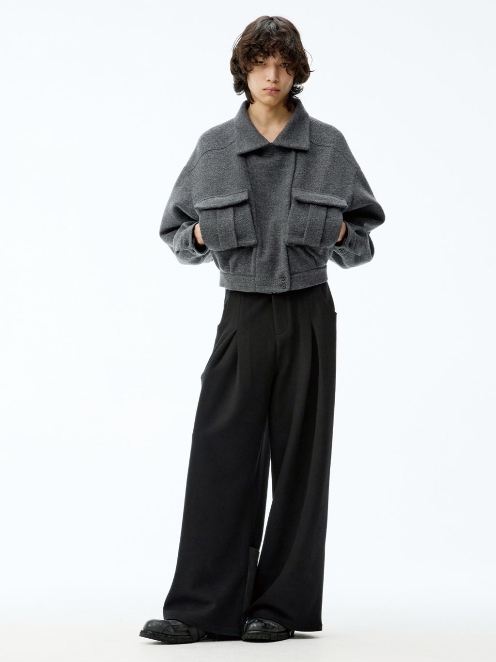 JCAESAR Woolen Double Pocket Flight Jacket