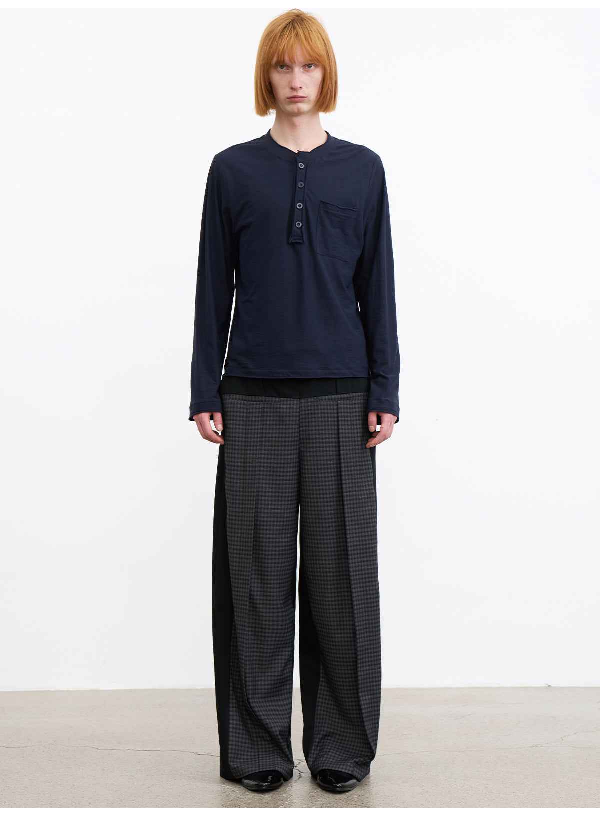 JCAESAR Plaid Matrix Color-Block Straight-Leg Pants