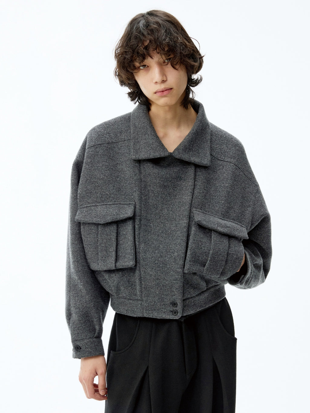 JCAESAR Woolen Double Pocket Flight Jacket