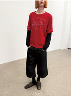 JCAESAR Flow Faux Two-Piece Graphic Long Sleeve