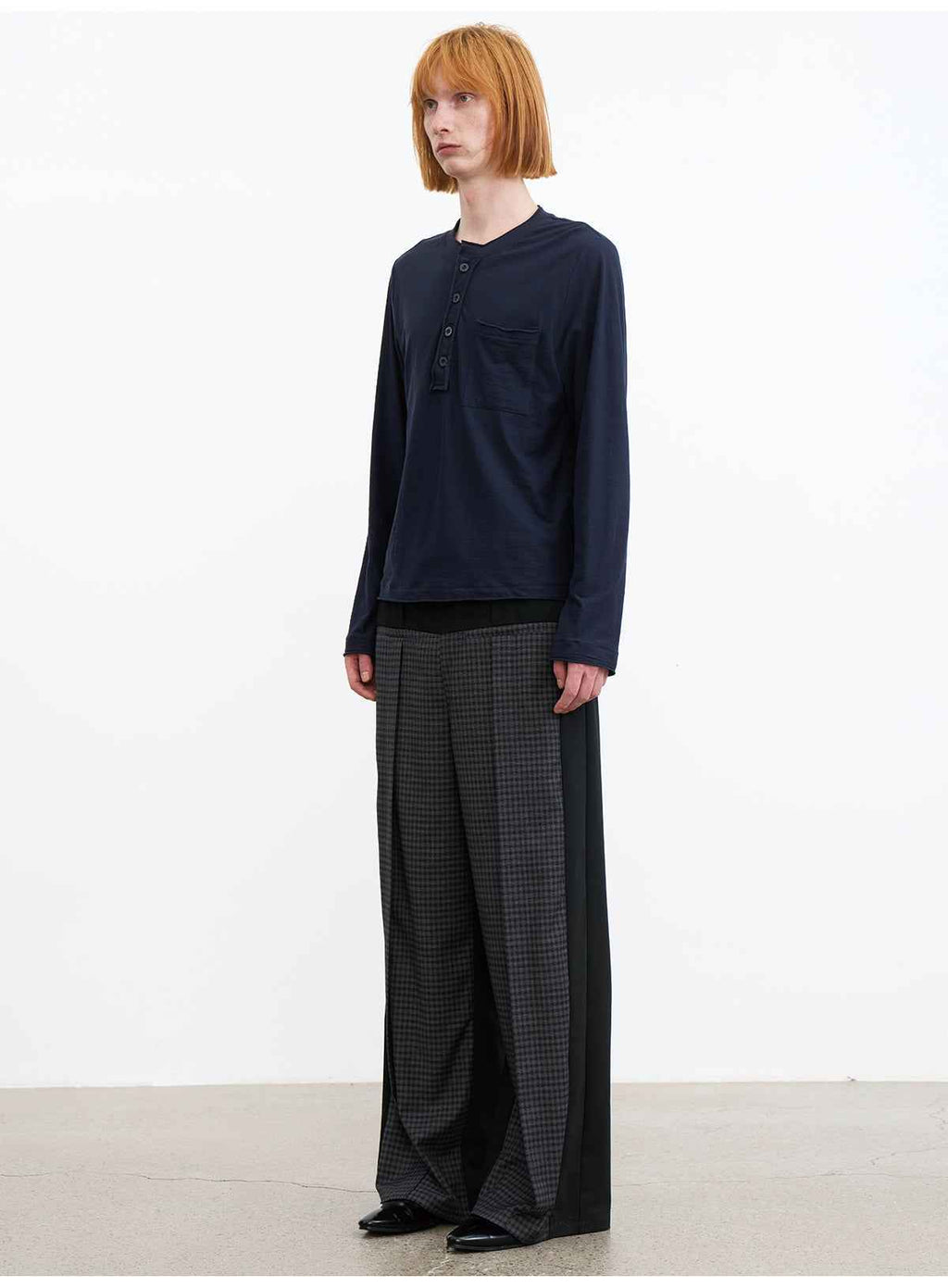 JCAESAR Plaid Matrix Color-Block Straight-Leg Pants