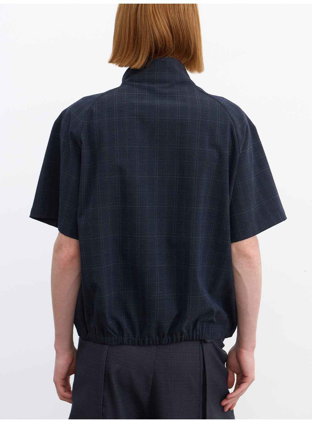 JCAESAR Dark Grid Texture Hidden-Pocket Shirt Jacket