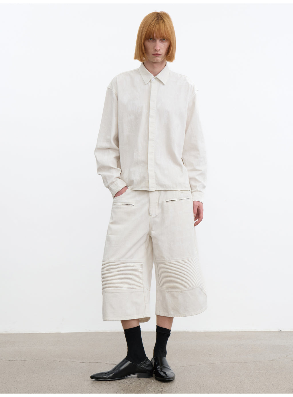 JCAESAR Coated Utility Moto Cropped Pants – Wide Fit Workwear Capri Trousers