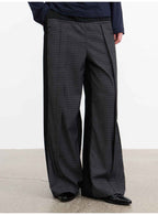 JCAESAR Plaid Matrix Color-Block Straight-Leg Pants