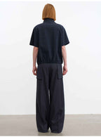 JCAESAR Dark Grid Texture Hidden-Pocket Shirt Jacket