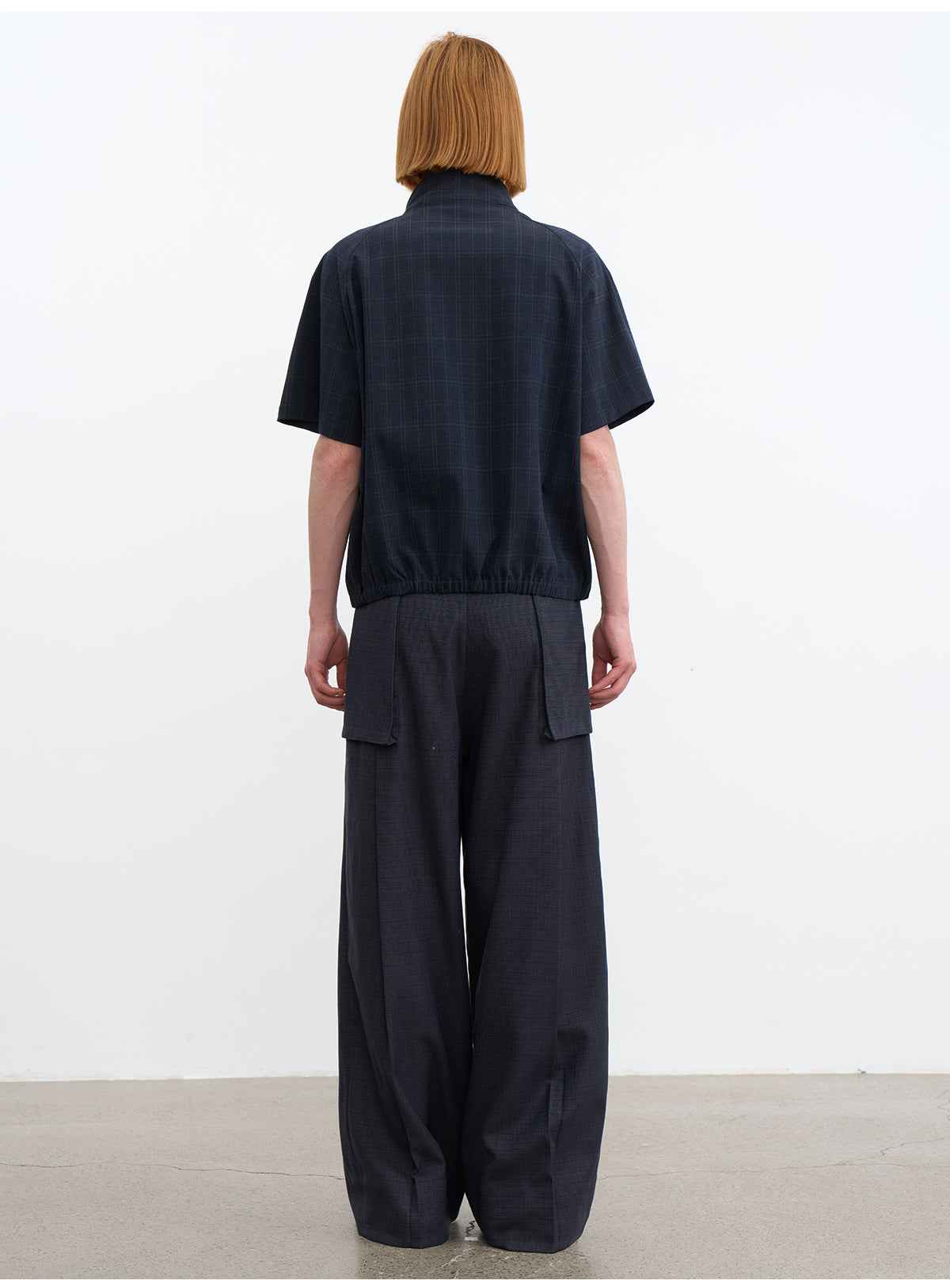 JCAESAR Dark Grid Texture Hidden-Pocket Shirt Jacket