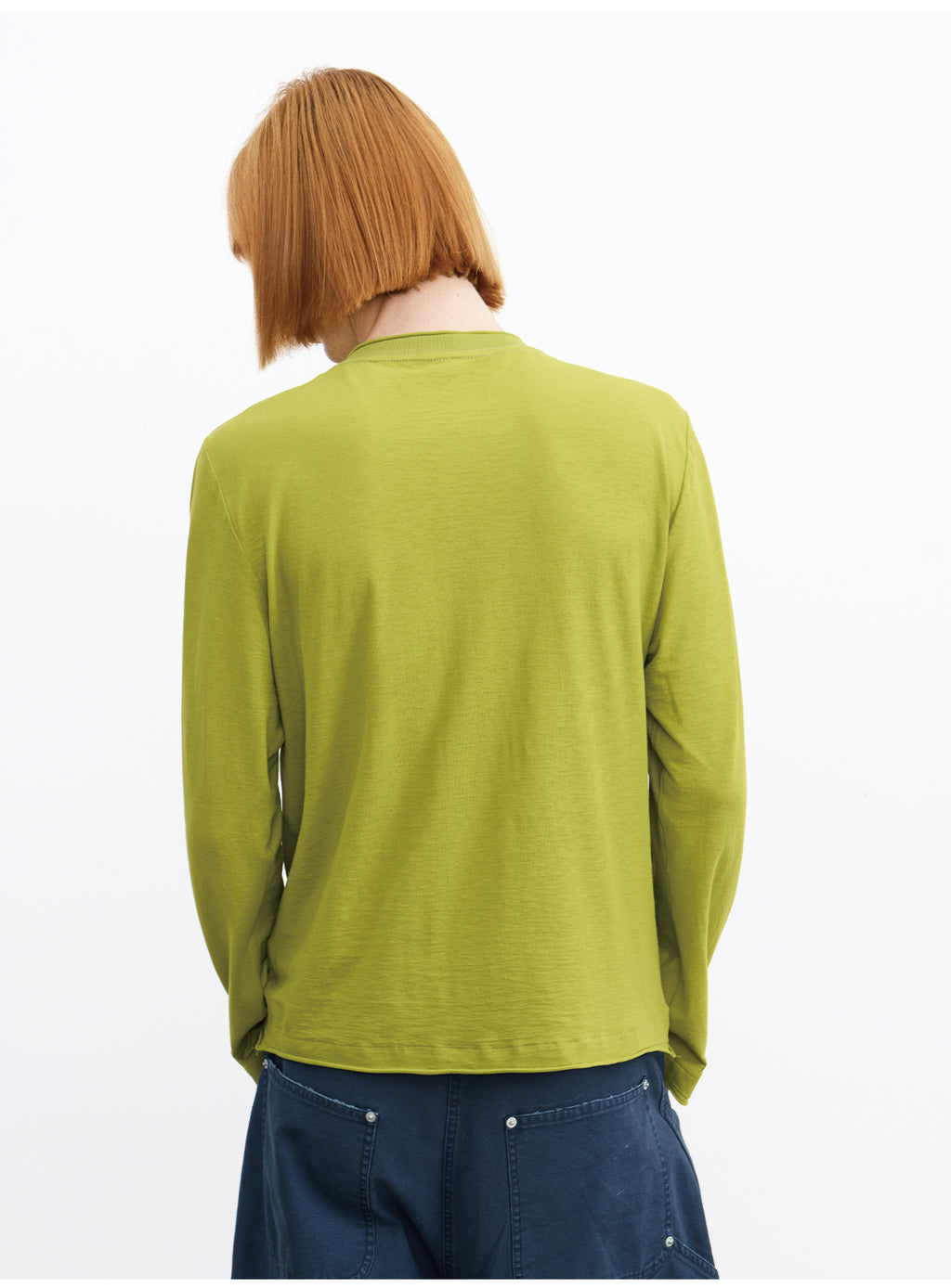 JCAESAR Rolled Edge Henley Collar Long Sleeve Tee