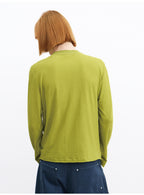 JCAESAR Rolled Edge Henley Collar Long Sleeve Tee