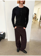 JCAESAR  Five-Snap Henley Long Sleeve