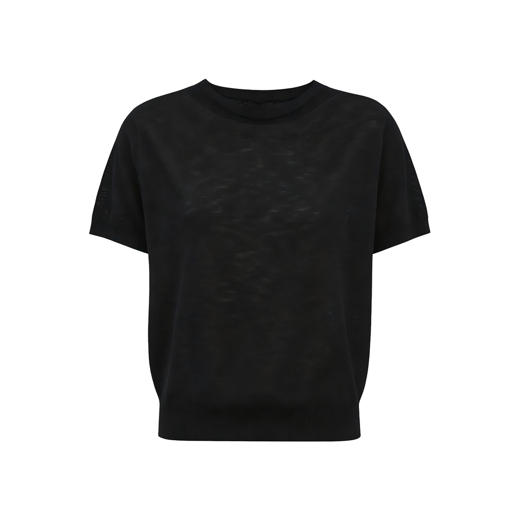 JCAESAR WOMEN Slub-textured semi-sheer regular-shoulder tee
