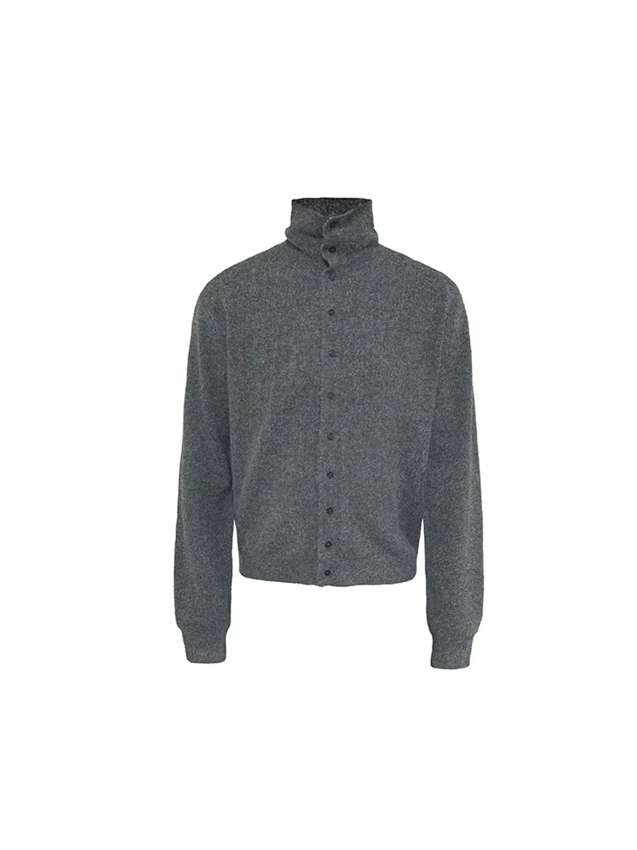 JCAESAR Heathered High‑Neck Cardigan Sweater