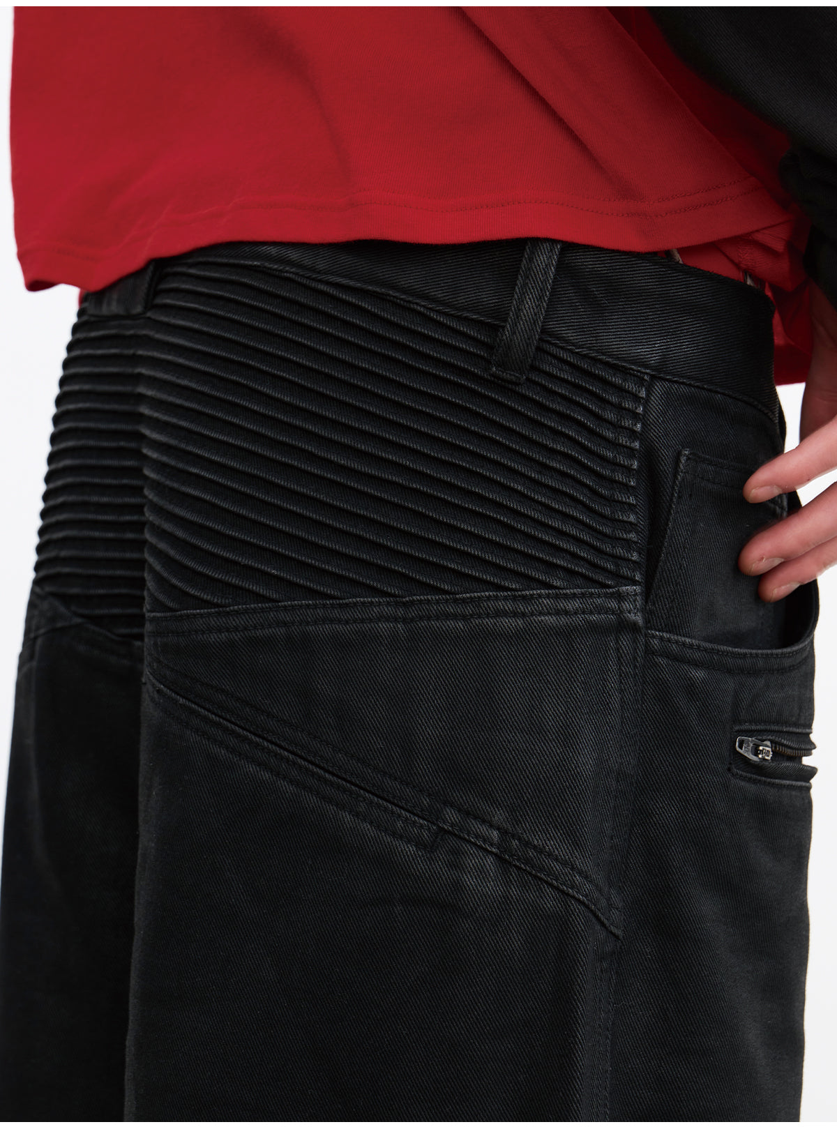 JCAESAR Coated Utility Moto Cropped Pants – Wide Fit Workwear Capri Trousers