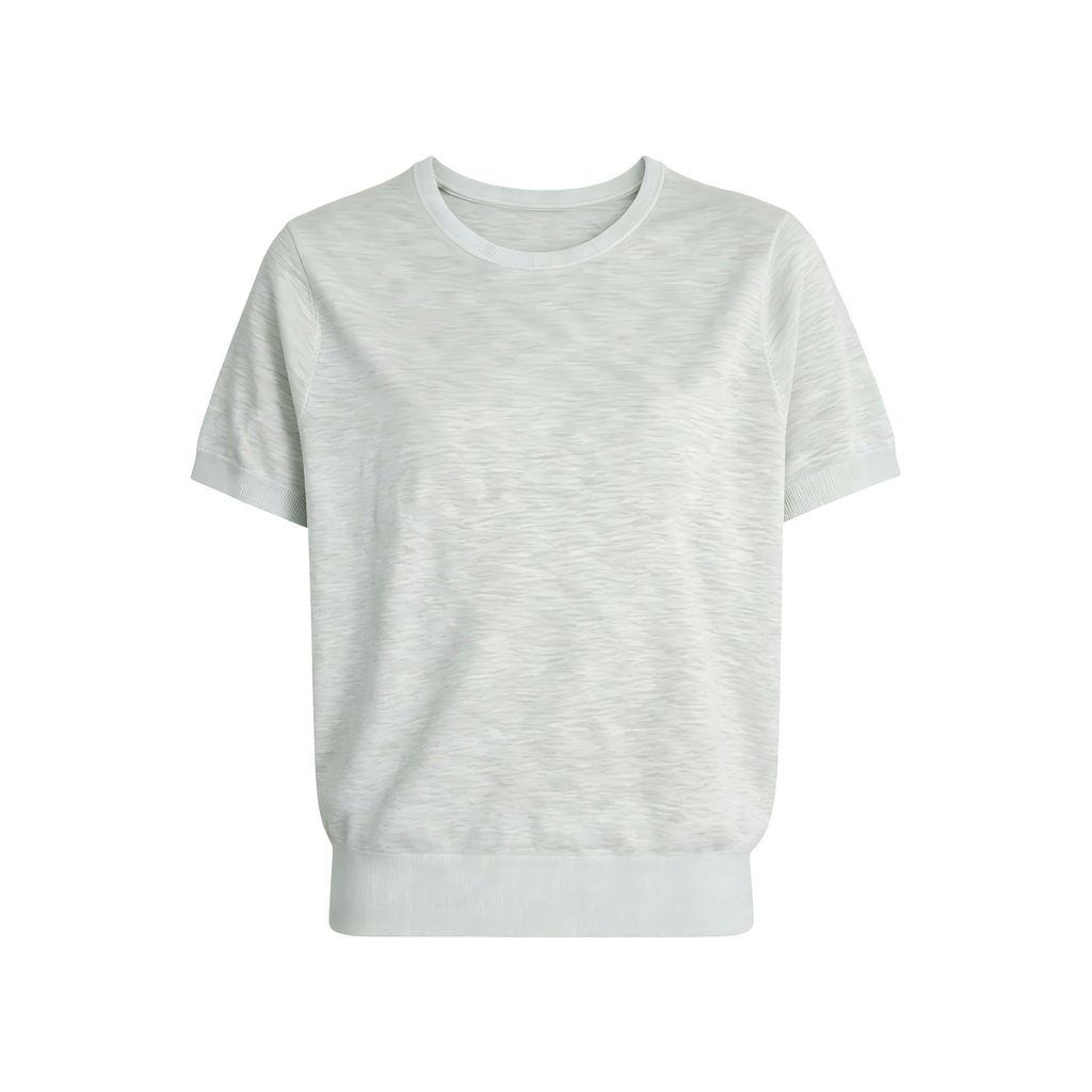 JCAESAR WOMEN Slub-textured semi-sheer regular-shoulder tee