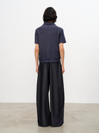 JCAESAR Diagonal Zipper Waffle-Knit Short-Sleeve Top - jcaesarclo