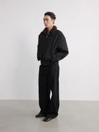 JCAESAR Distressed Down Jacket With Fur