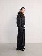 JCAESAR Distressed Down Jacket With Fur