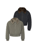 JCAESAR Distressed Down Jacket With Fur