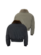 JCAESAR Distressed Down Jacket With Fur