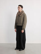 JCAESAR Distressed Down Jacket With Fur