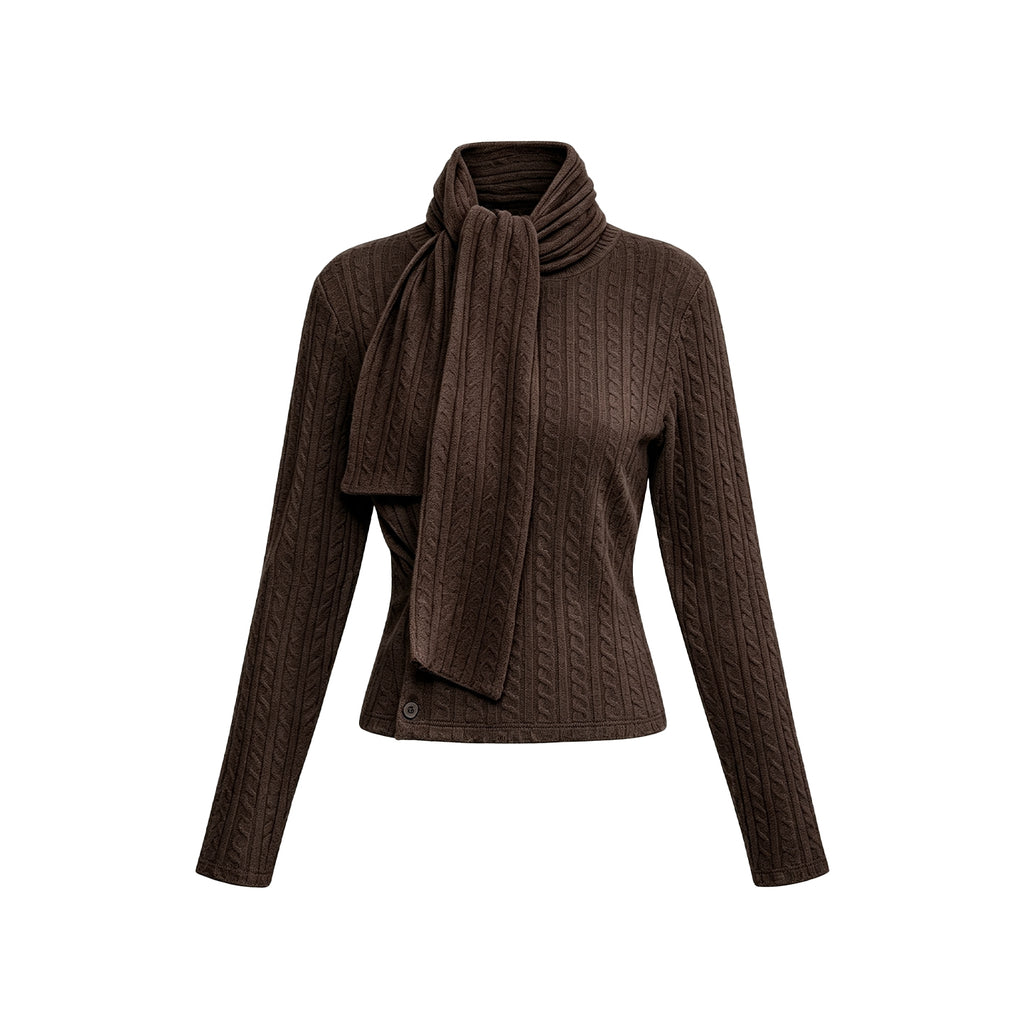 JCAESAR WOMEN Adjustable Knit Cardigan with Scarf Tie