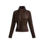 JCAESAR WOMEN Adjustable Knit Cardigan with Scarf Tie