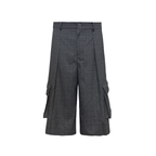 JCAESAR Plaid Pleated Cargo Cropped Pants - jcaesarclo