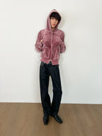 JCAESAR Washed Tie-Dye Velvet Sweatshirt