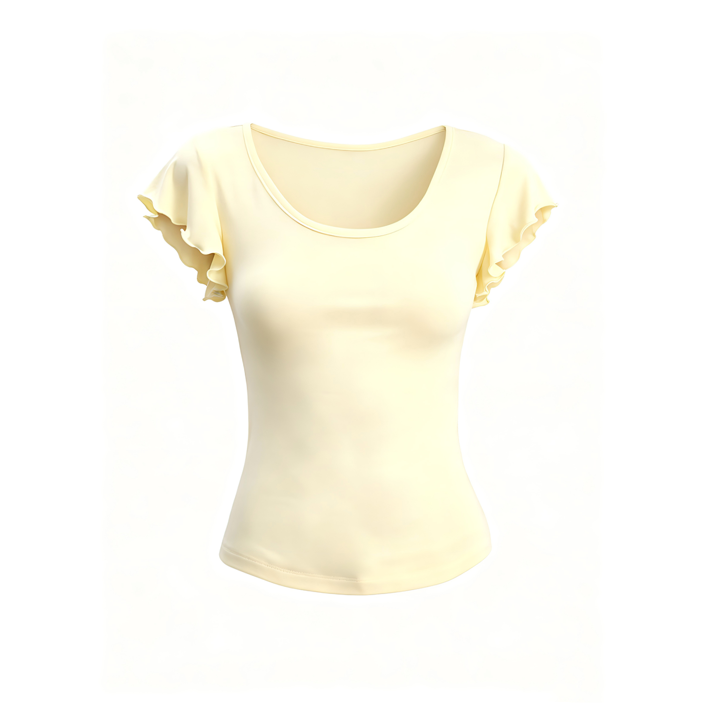 JCAESAR WOMEN Flutter-Sleeve U-Neck Tee