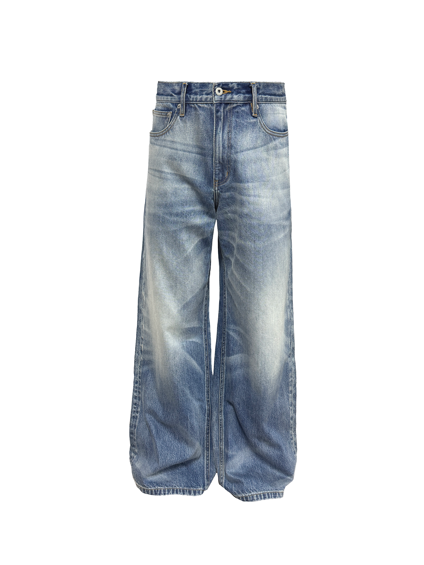 JCAESAR Gray-Blue Wide-Leg Jeans