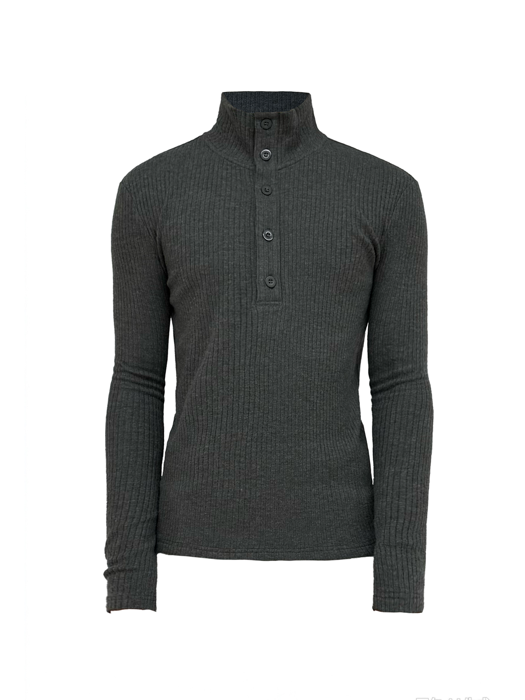 JCAESAR Slim-Fit Ribbed Turtleneck Base Layer with Buttons