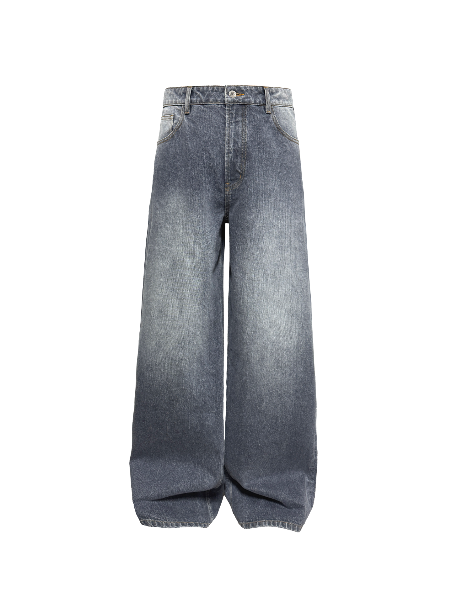 JCAESAR Clean Straight‑Leg Washed Gray Jeans