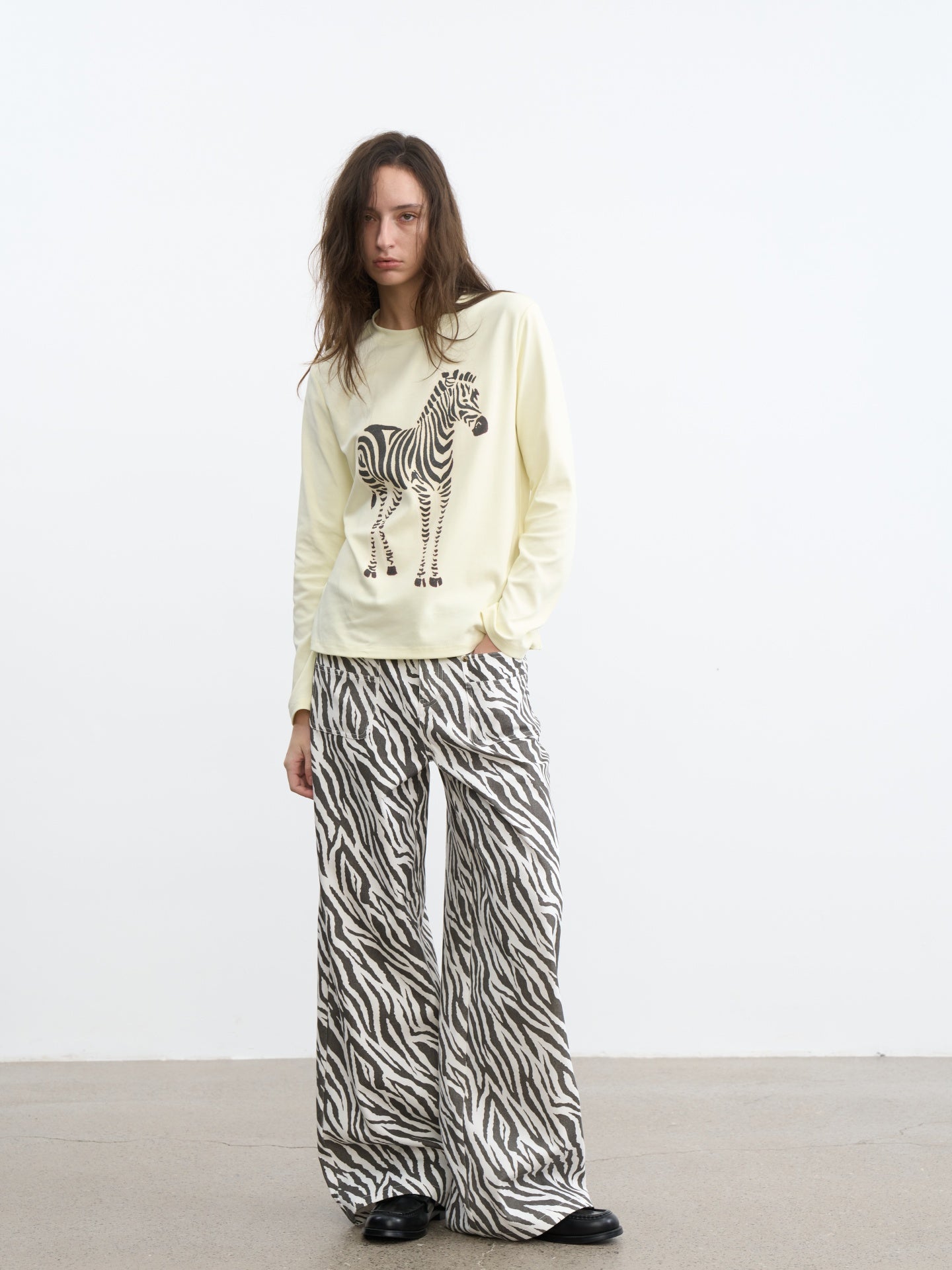 JCAESAR WOMEN Zebra motif printed long‑sleeve shirt