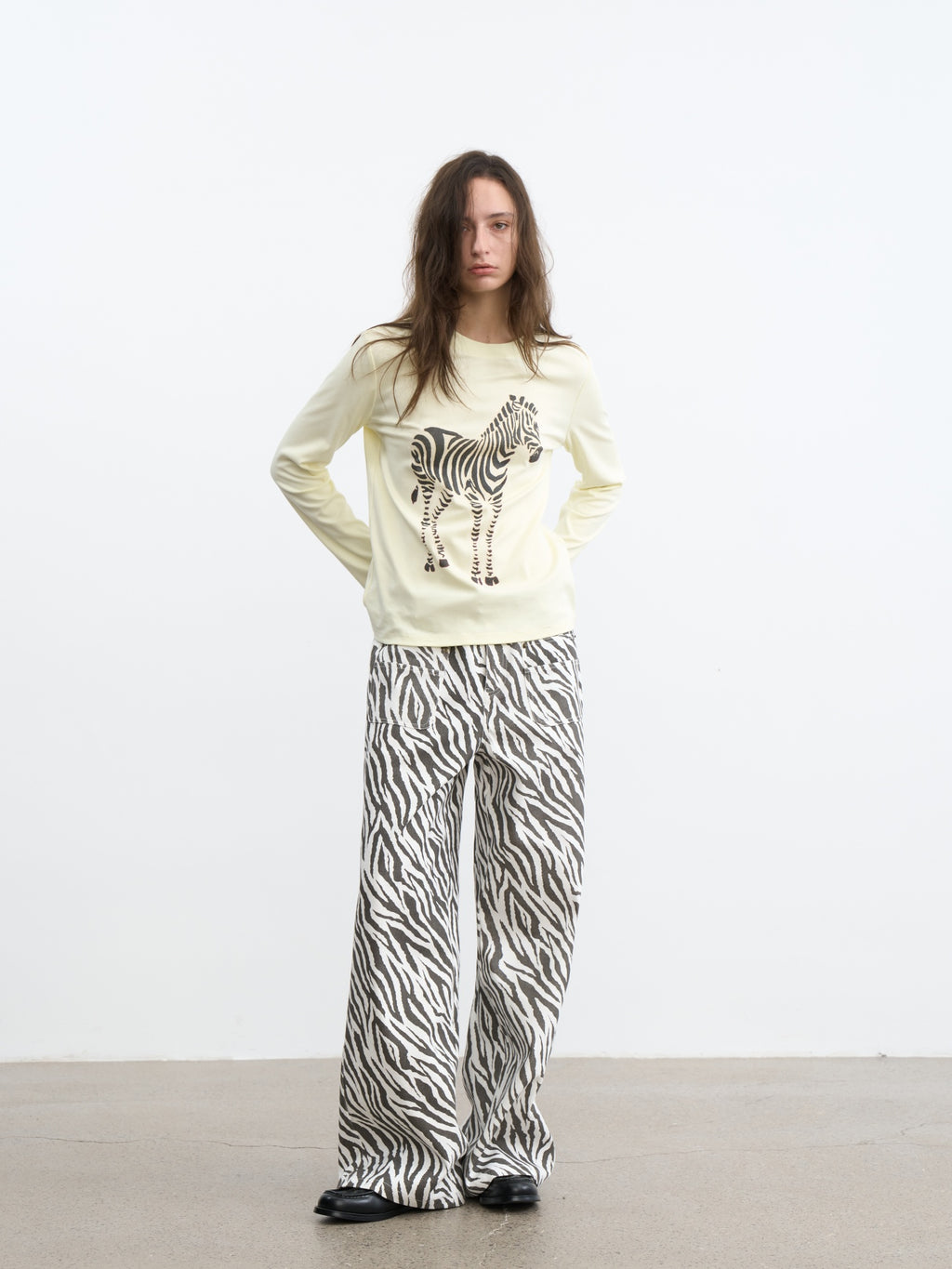 JCAESAR WOMEN Zebra motif printed long‑sleeve shirt