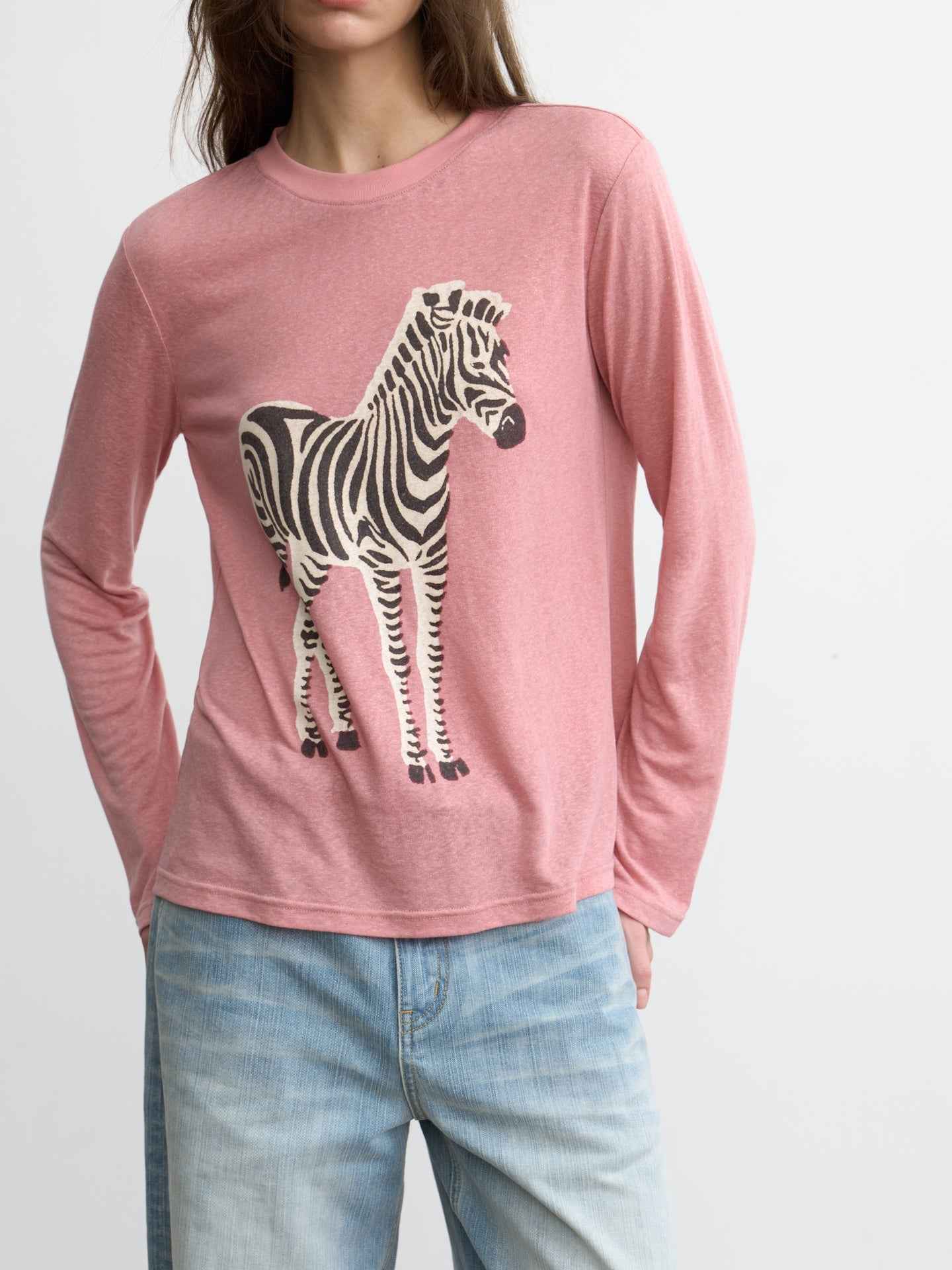 JCAESAR WOMEN Zebra motif printed long‑sleeve shirt