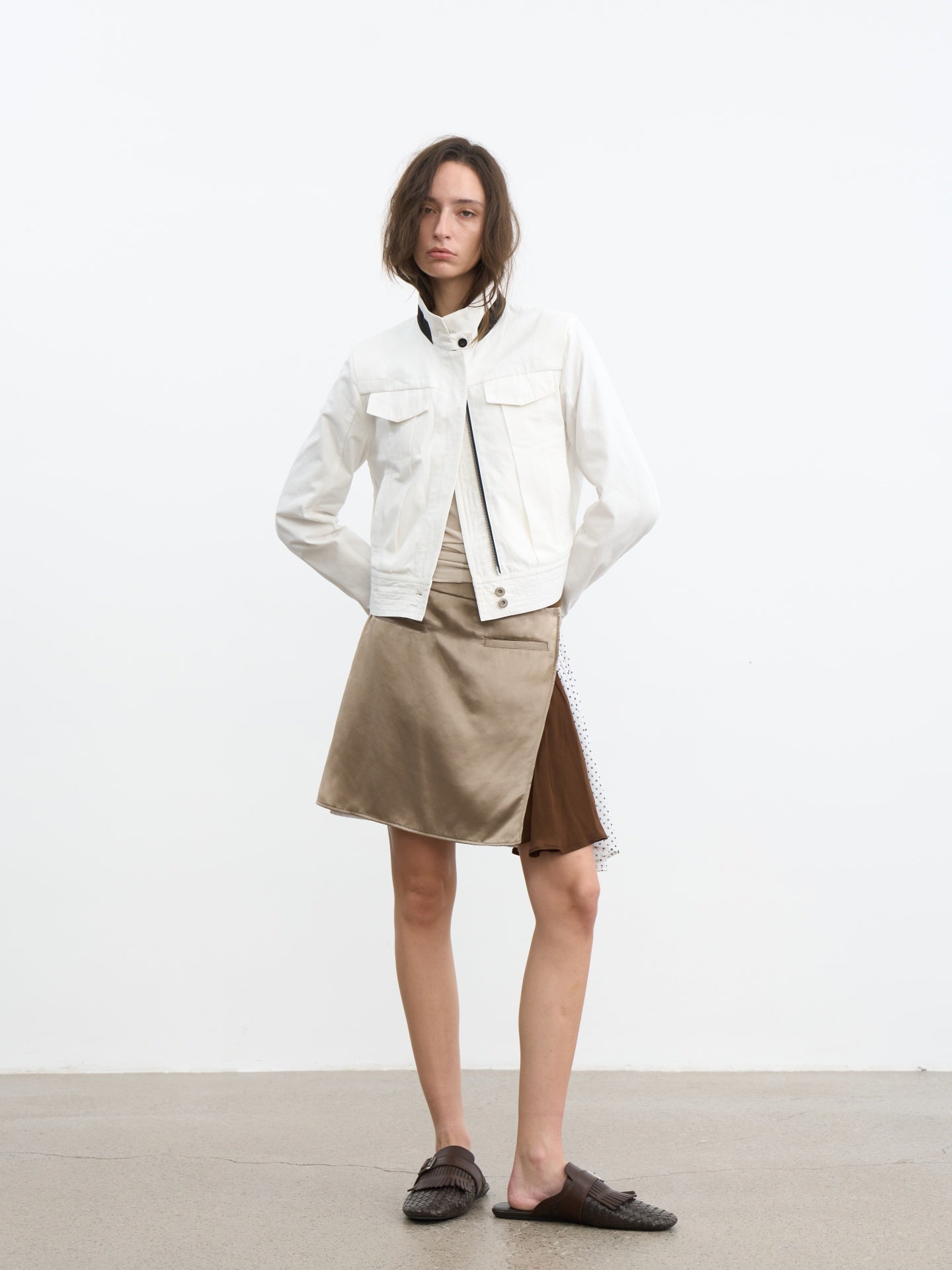 JCAESAR WOMEN Sharp‑shoulder contrast‑color jacket